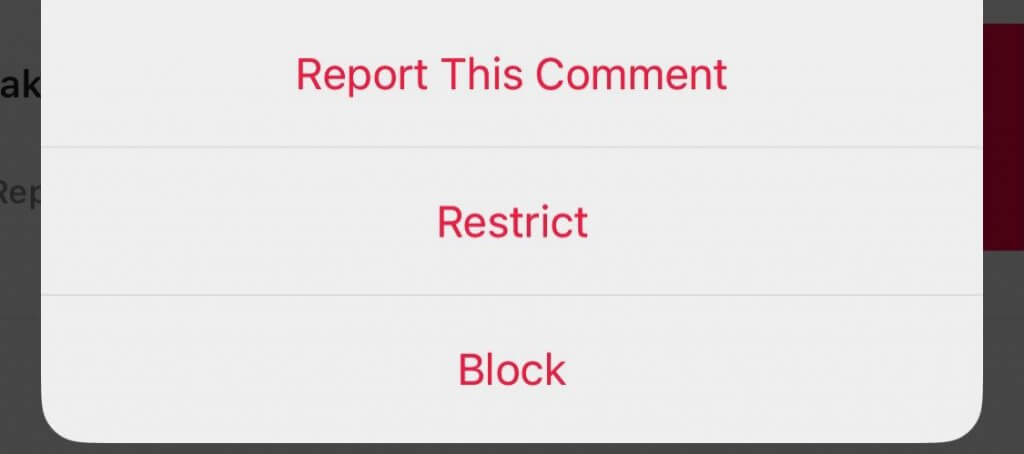 Instagram Comments - reporting a comment on ig