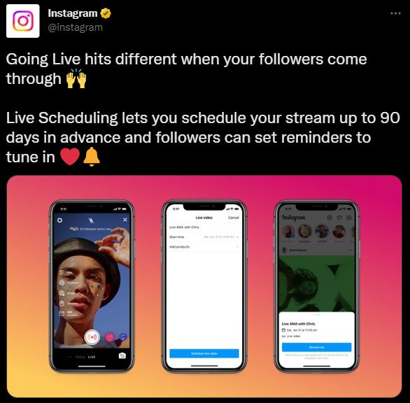 Instagram Live - live scheduling