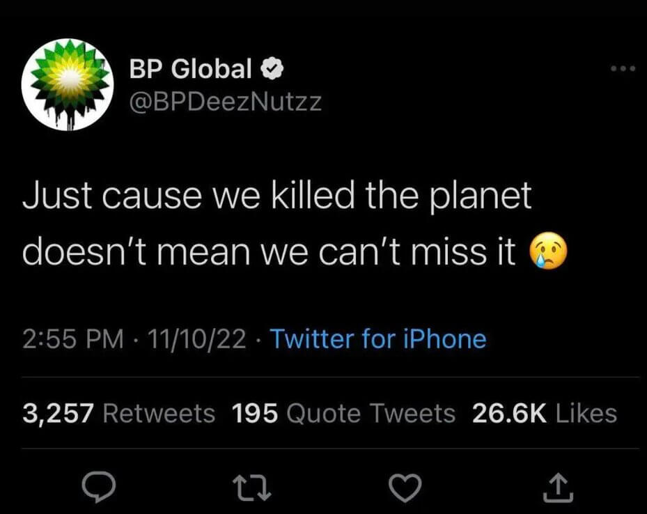 Social Media Trends - bp global tweet