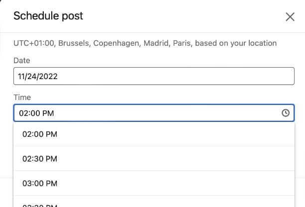Schedule LinkedIn Posts - choosing the time frame