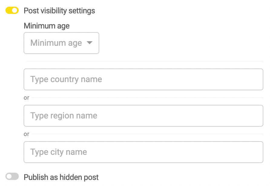 schedule facebook posts - post visibility settings