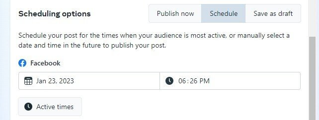 schedule facebook posts - scheduling options