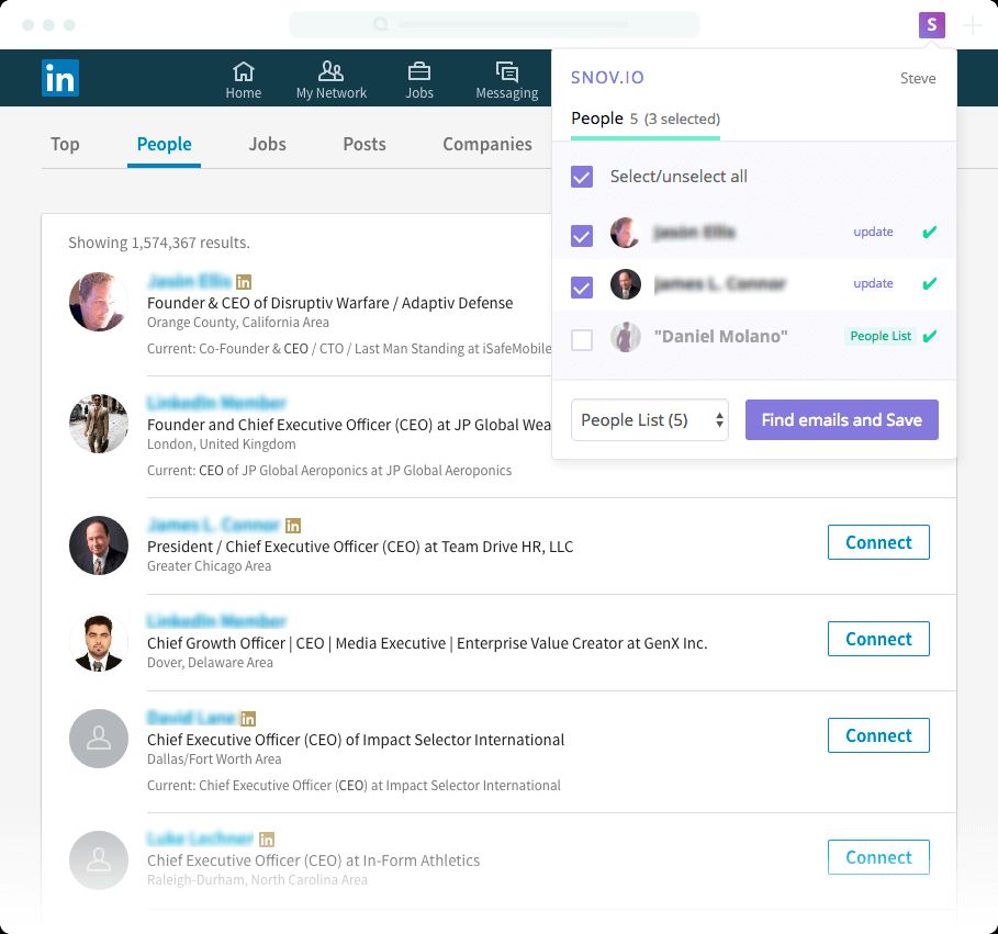 Snov.io's LinkedIn prospecting tool from the inside