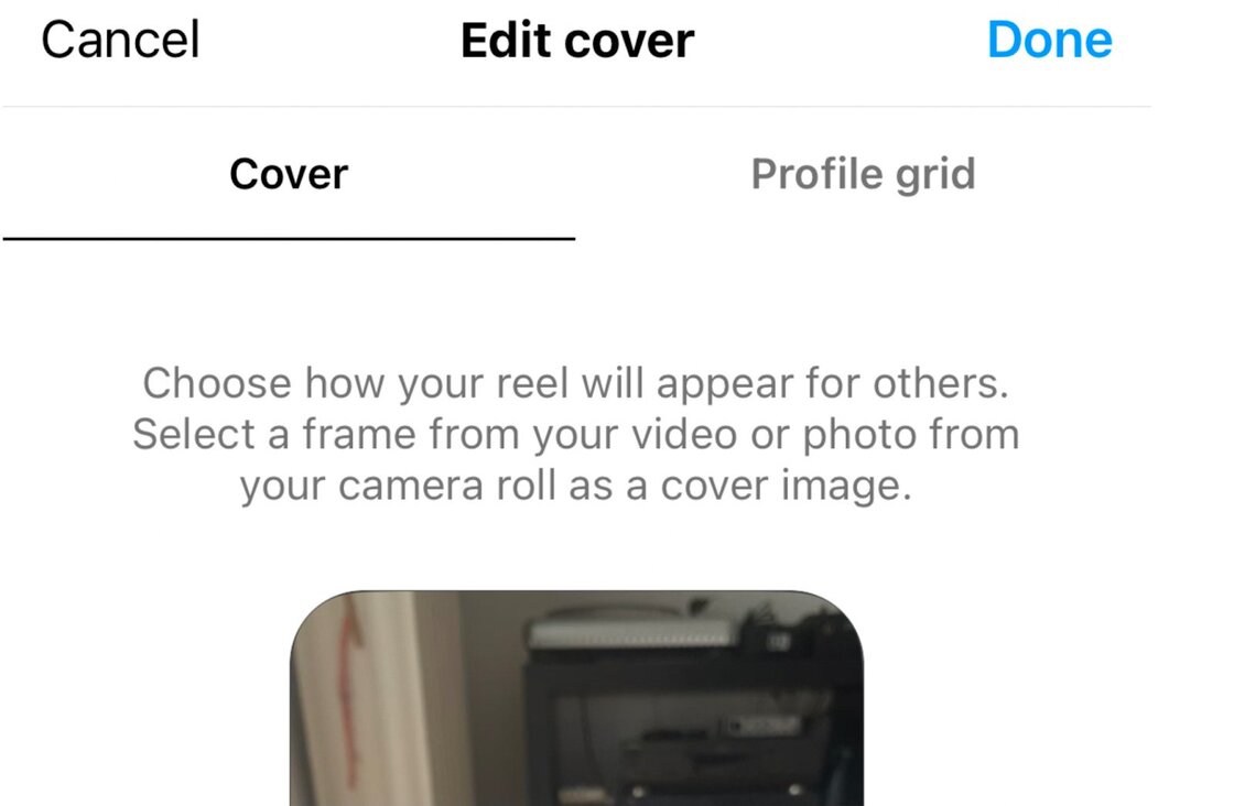 Instagram Reel Dimensions - edit cover