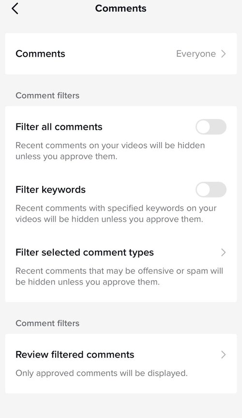 How to Turn on Comments on TikTok - comment filtering