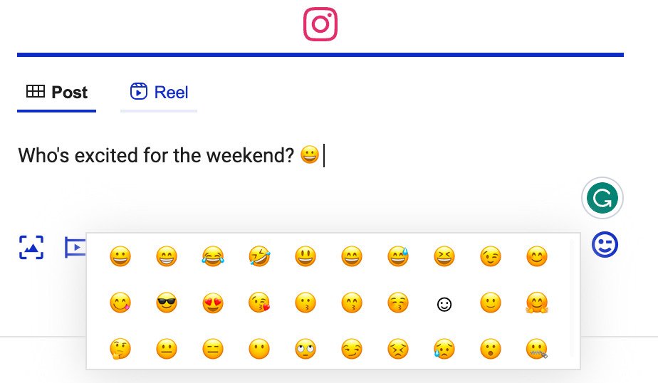 Instagram Content Calendar - Adding emojis