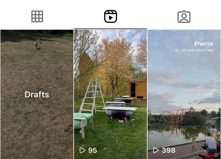 Instagram Drafts - reels tab