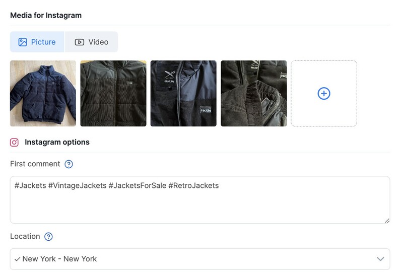 Instagram Post Size - editing an Instagram post in NapoleonCat's Publisher