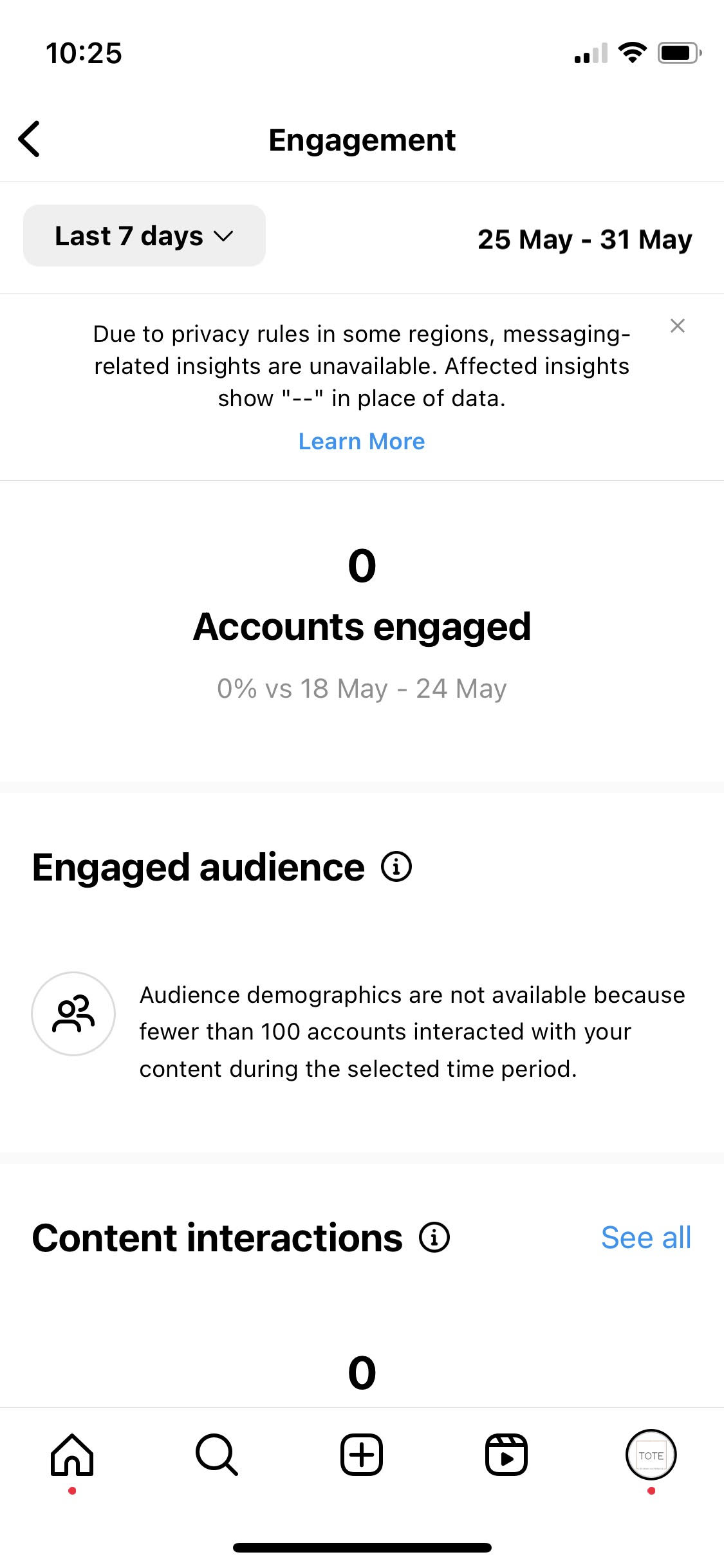 Engagement tab in Instagram Insights.