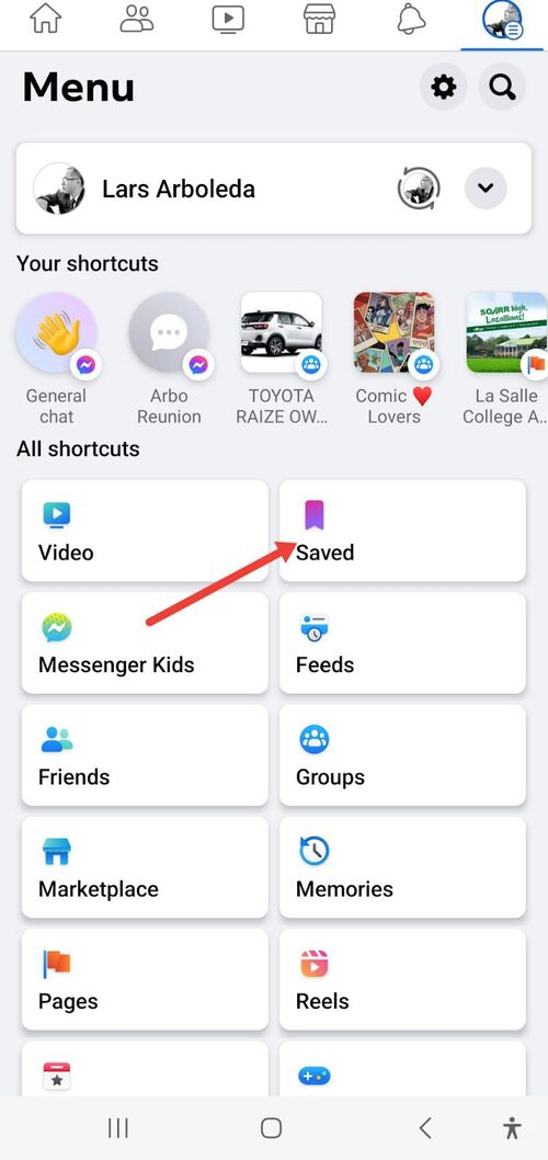 How to Find Saved Reels on Facebook - saved shortcut