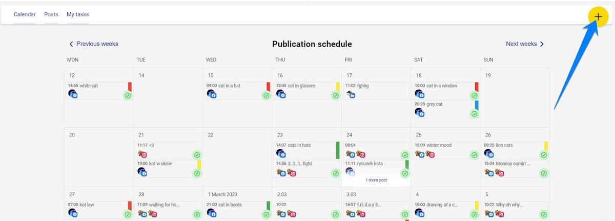 How to Schedule Reels on Facebook - adding content in napoleoncat calendar