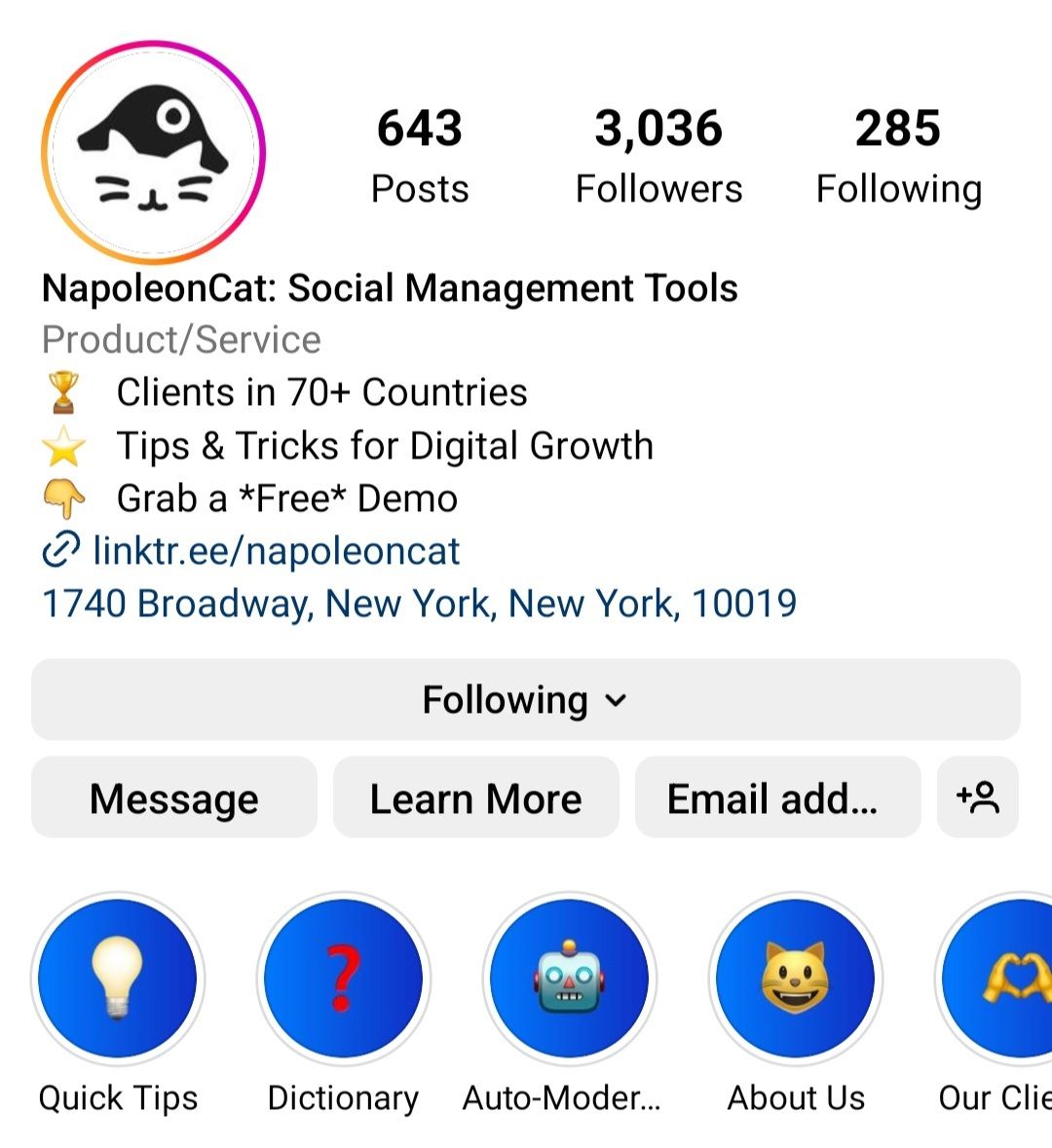Instagram Highlight Cover - napoleoncat ig