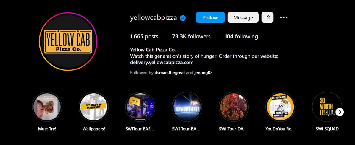 Instagram Highlight Cover - yellowcab pizza ig