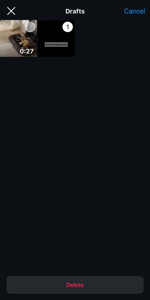 Instagram drafts - how to delete drafts step 2