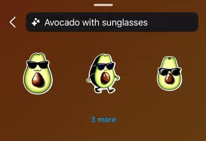 Instagram new features and updates - AI sticker avocado