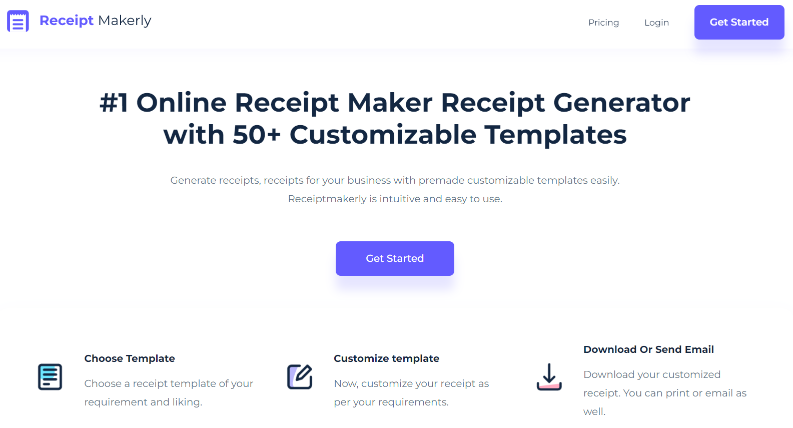 Receiptmakerly - screenshot from their main page