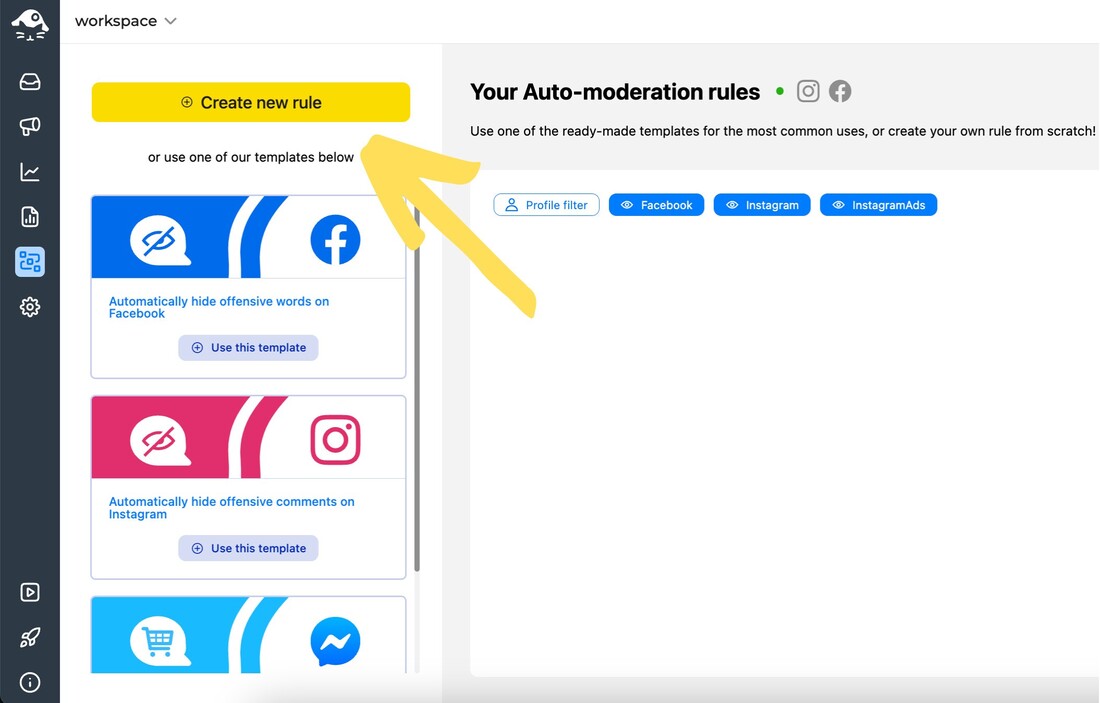 Creating a new rule in Auto-moderation