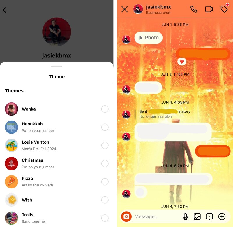 instagram new features and updates - dm themes 2