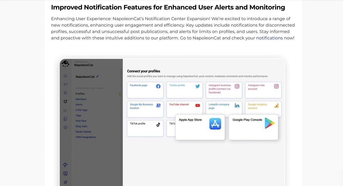 improved notification features