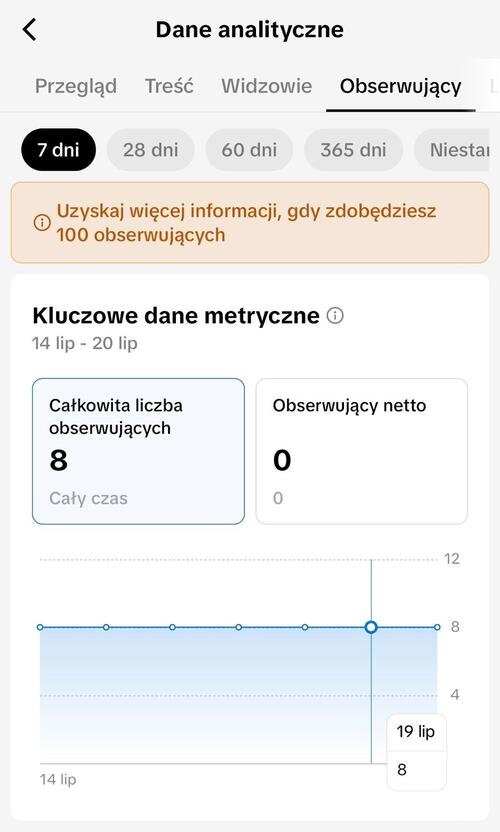 Sekcja obserwujący w TikTok Studio