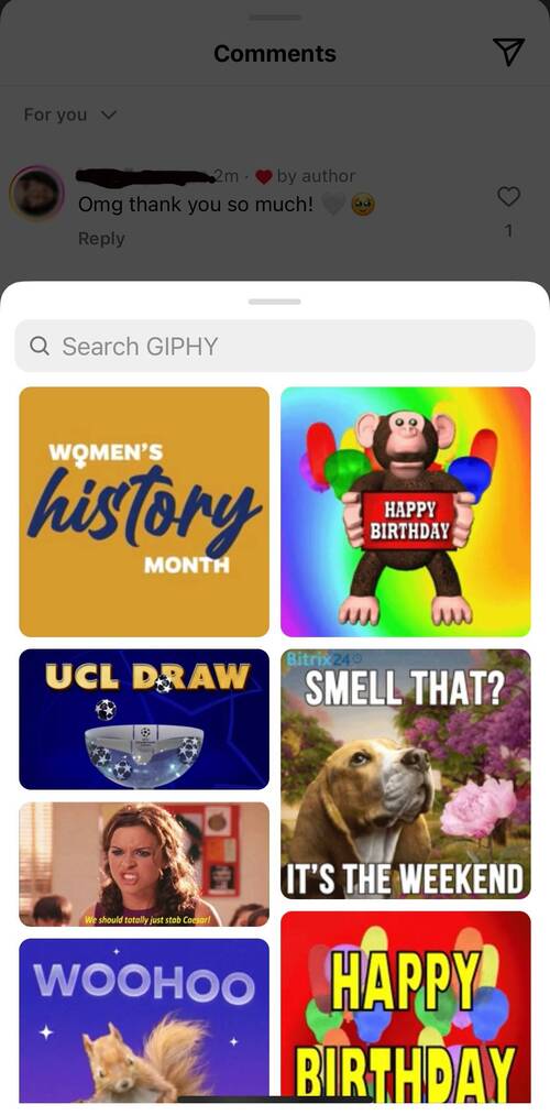 How to Comment GIFs on Instagram - gif comment examples