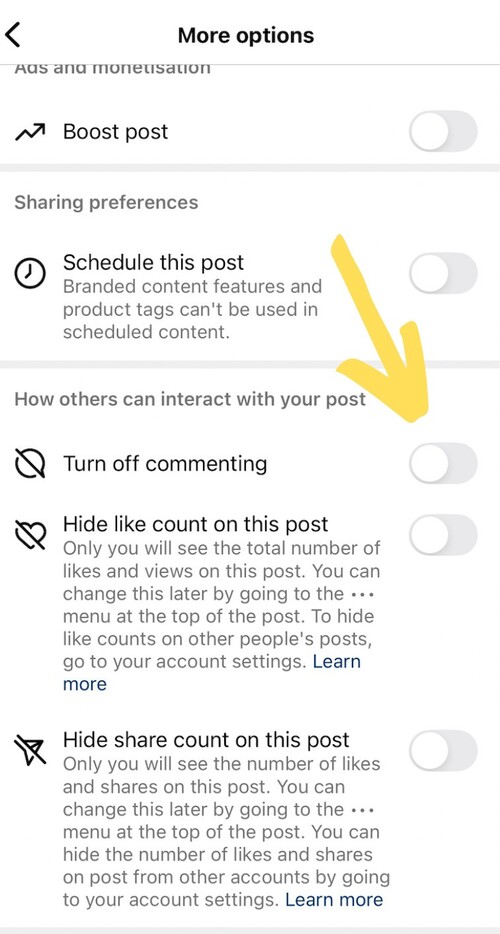 How to Turn Off Comments on Instagram - turn off commenting setting on Instagram