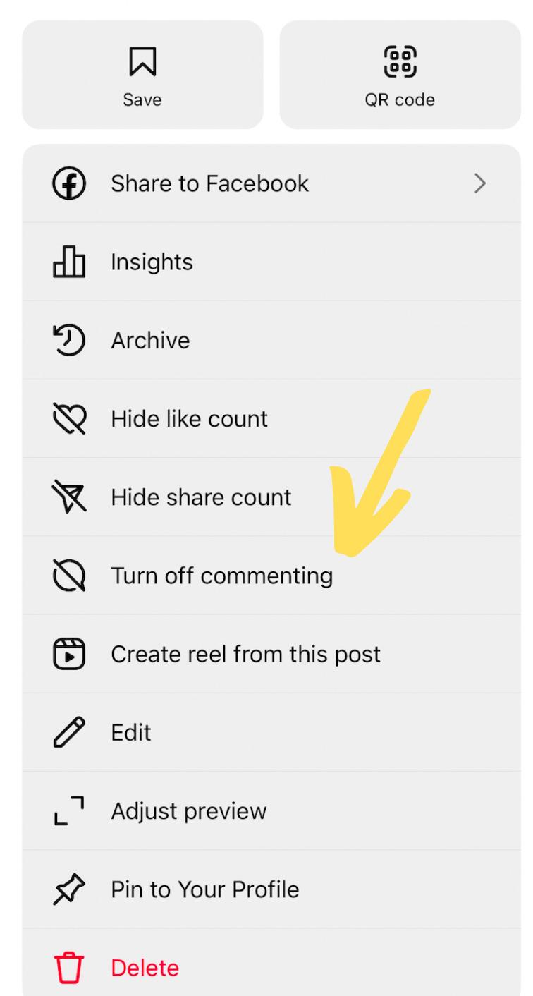 How to Turn Off Comments on Instagram - turning off comments on a published post