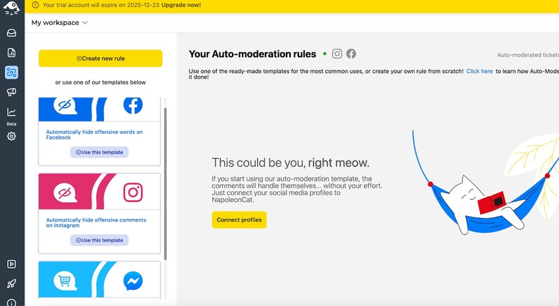 Instagram hacks - Auto-moderation rules in NapoleonCat