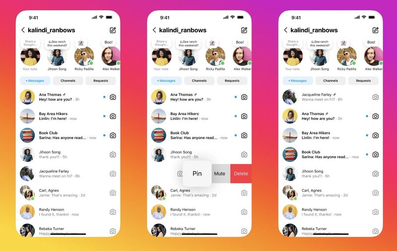 Instagram new features and updates - pin chats in your inbox
