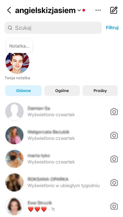 Notatki na Instagramie - notatki na Instagramie w skrzynce odbiorczej