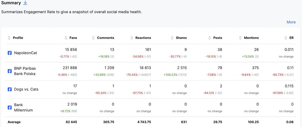 facebook competitor analysis - benchmarking in NapoleonCat