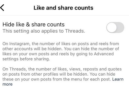 view instagram likes - like and share counts section