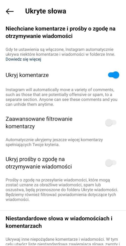 Jak Ukryć Komentarze na Instagramie - ukrywanie obraźliwych komentarzy