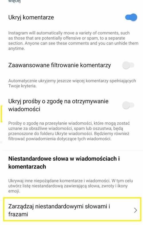 Jak Wyłączyć Komentarze na Instagramie - ukrywanie komentarzy zawierających obraźliwe treści