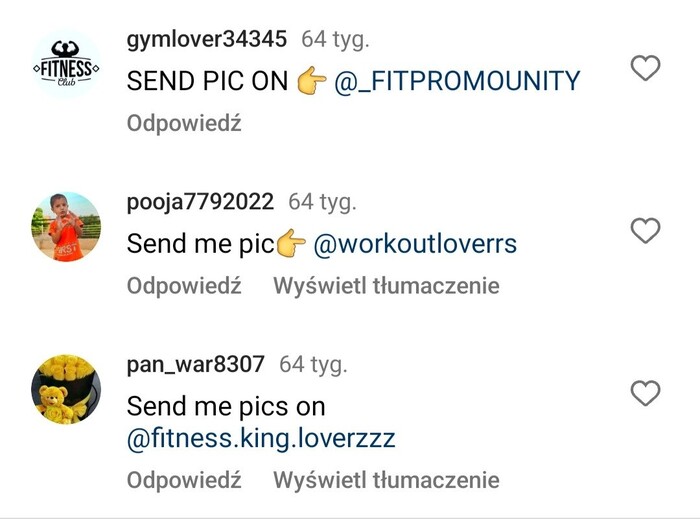 jak rozpoznać fałszywe konto na instagramie - komentarze od fałszywych kont