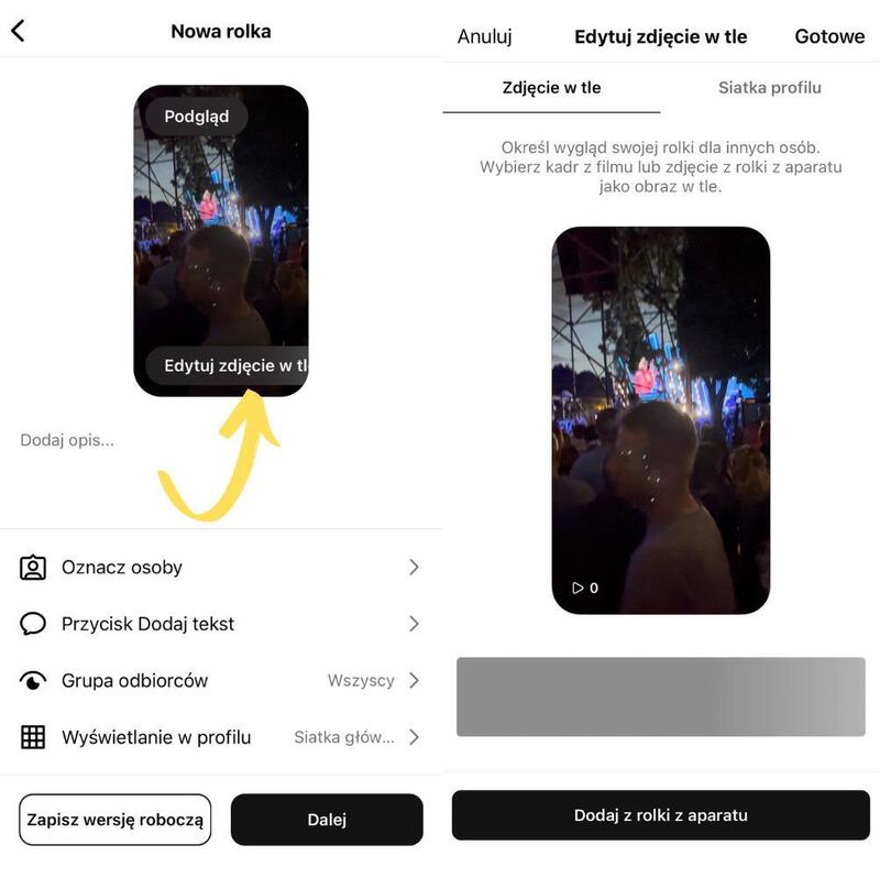 Instagram triki i sztuczki - dodaj zdjęcie w tle rolki