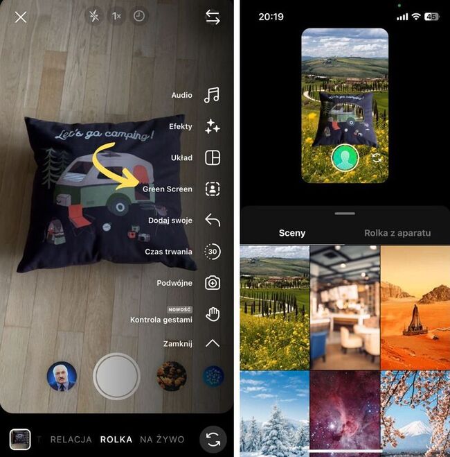 Instagram triki i sztuczki - green screen