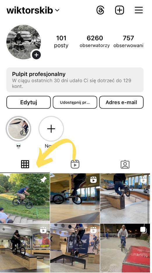 Instagram triki i sztuczki - przypnij post w profilu