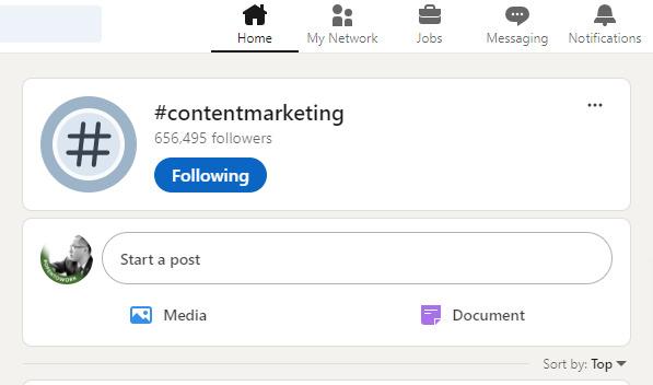 LinkedIn Hashtags - following a specific hashtag