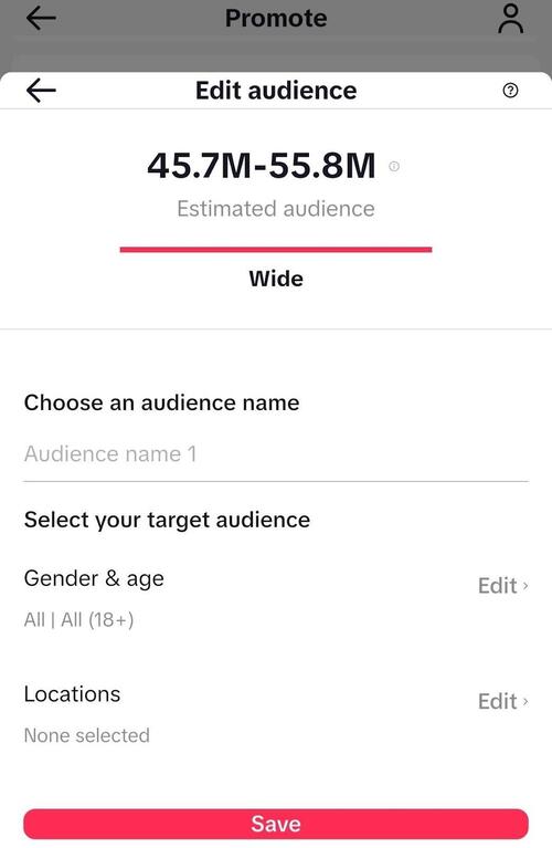 TikTok Promotion - selecting target audience