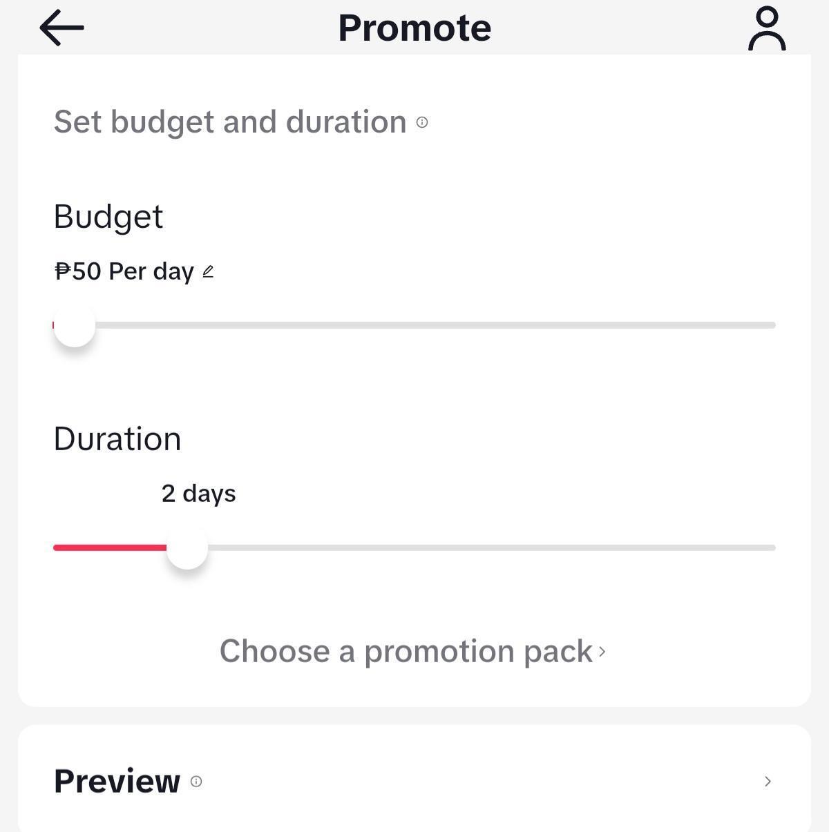 TikTok Promotion - setting a budget