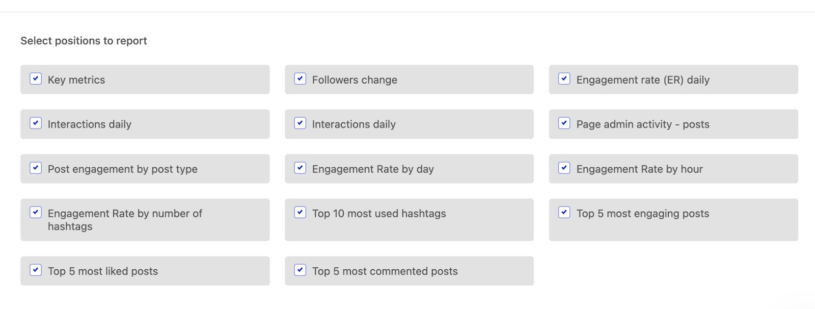 Instagram competitor analysis - competitor report data