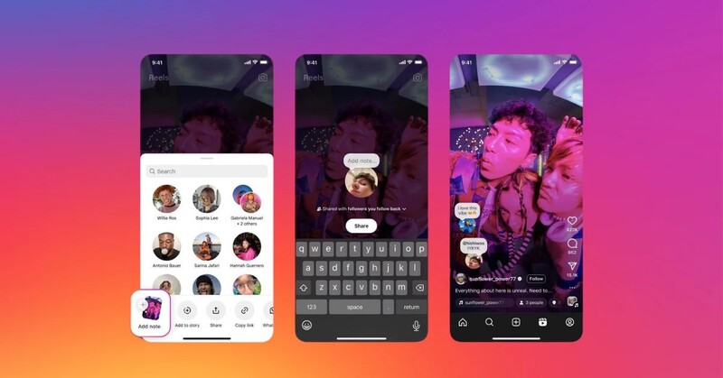 Instagram new features and updates - add notes to posts or reels