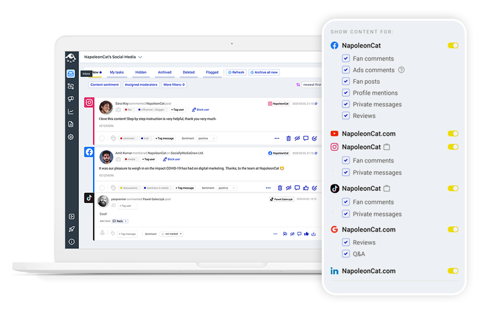 manage all comments in one place, social media management tool
