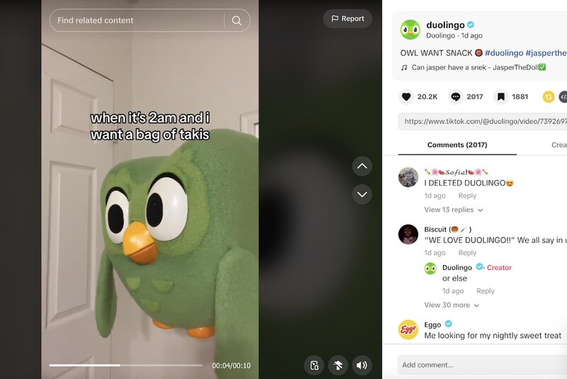 TikTok Marketing Strategy - Duolingo tiktok account