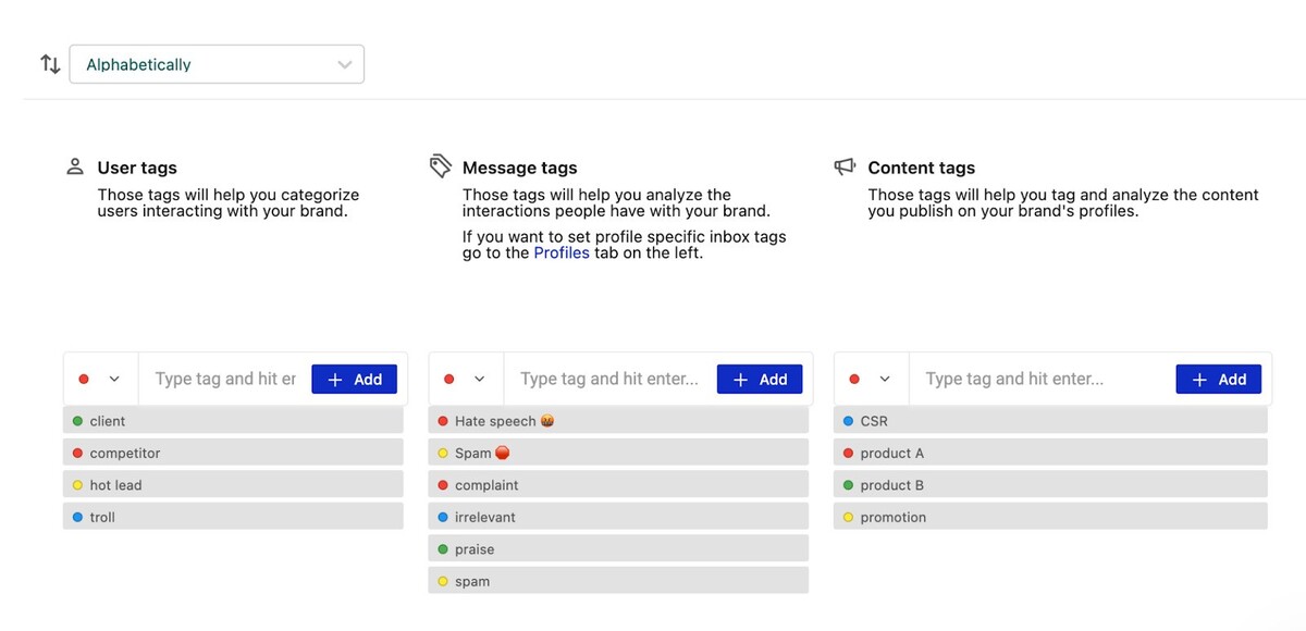 Optional tags in NapoleonCat