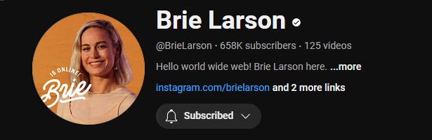 How To Get Verified On YouTube - Brie Larson YouTube profile