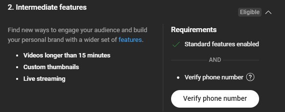 How To Get Verified On YouTube - intermediate features