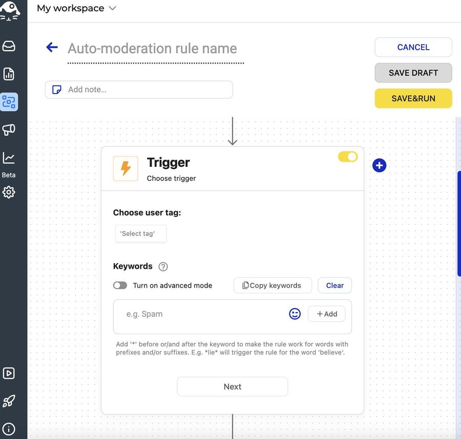 Instagram comments auto reply - Choosing triggers