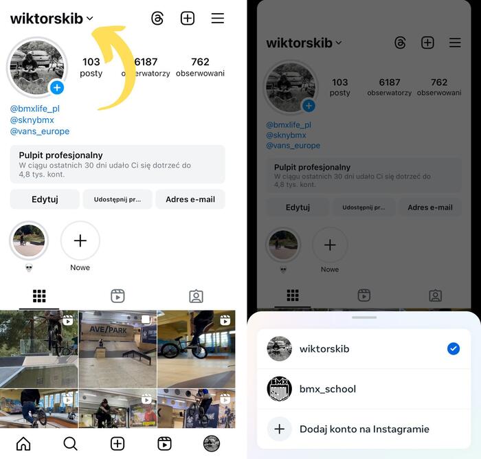 Jak zarządzać wieloma kontami na Instagramie - przełączanie między kontami na IG